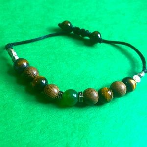 Bracelet with wooden and natural stone beads